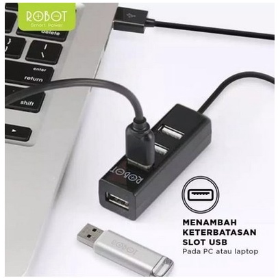 ROBOT USB HUB 4 PORT 2.0 H140-80 80CM BLACK Garansi Original Resmi Penambah Port USB