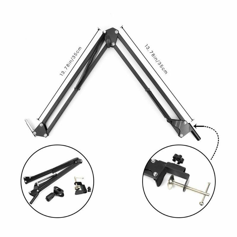 TaffSTUDIO BM-900 Paket Smule Professional Condenser Microphone with Scissor Arm Stand &amp; Pop Filterc