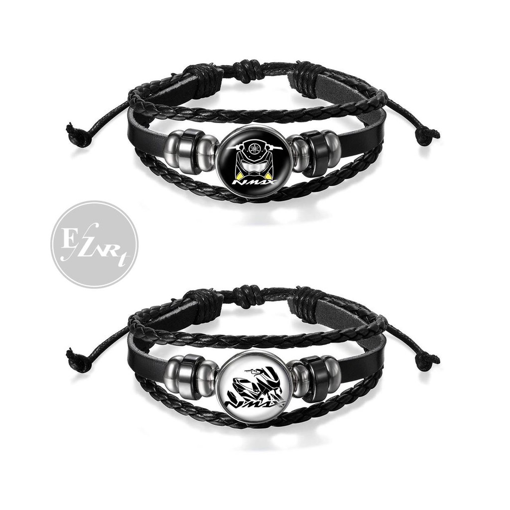 Gelang Komunitas Motor NMAX Yamaha Bikers Bahan Kulit Kepang Multilayer Resin Timbul