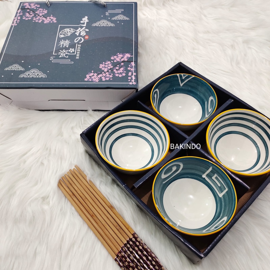 Kingsbakeware Mangkok set keramik Souvenir Mangkok set Japaness Style