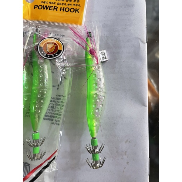 pancing sotong pancing cumi Squid Jig Umpan Cumi Sotong transparan hijau 2.0 1bks isi 5pcs