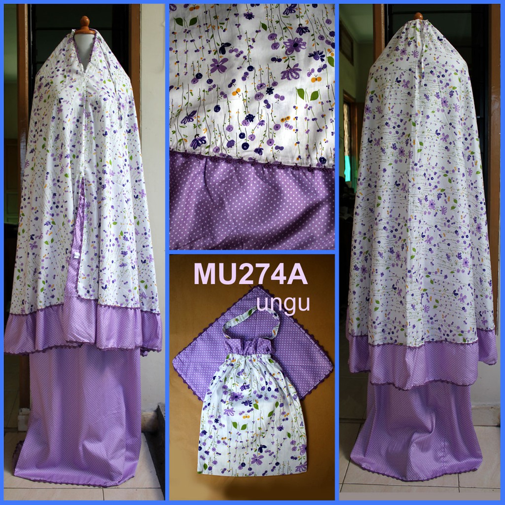 PROMO Mukena Katun Jepang Renda Sulam - MU274A (Ungu)