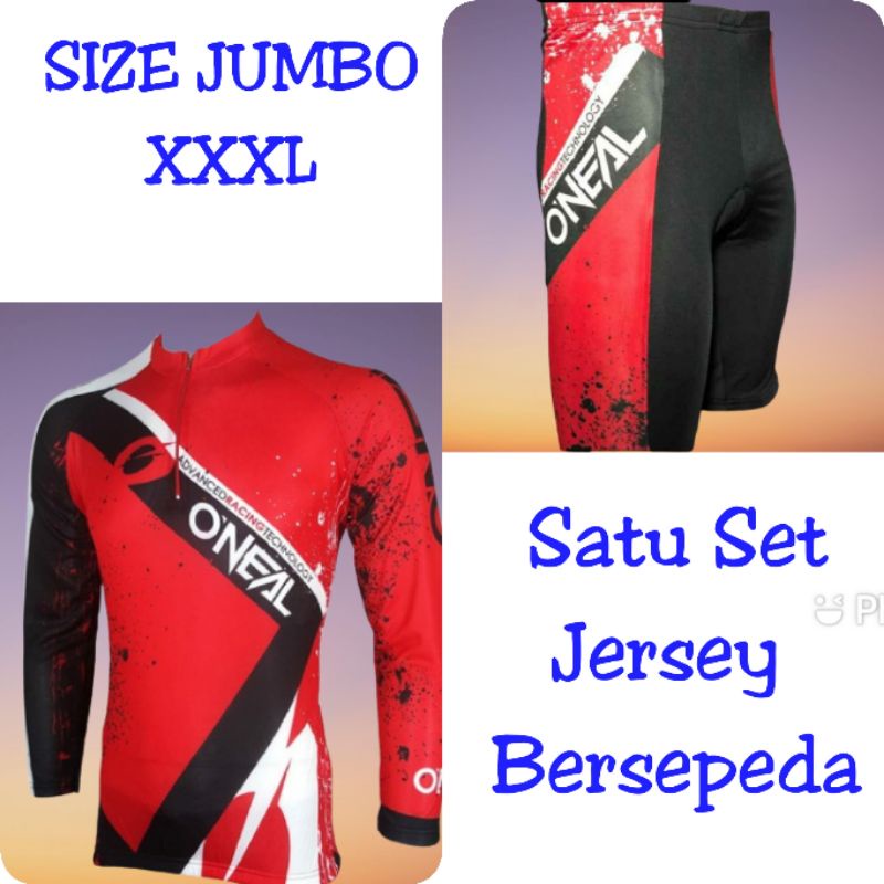 SETELAN Jersey Sepeda MTB Roadbike Lengan Panjang Size Jumbo XXXL - Set Baju celana sepeda ketat