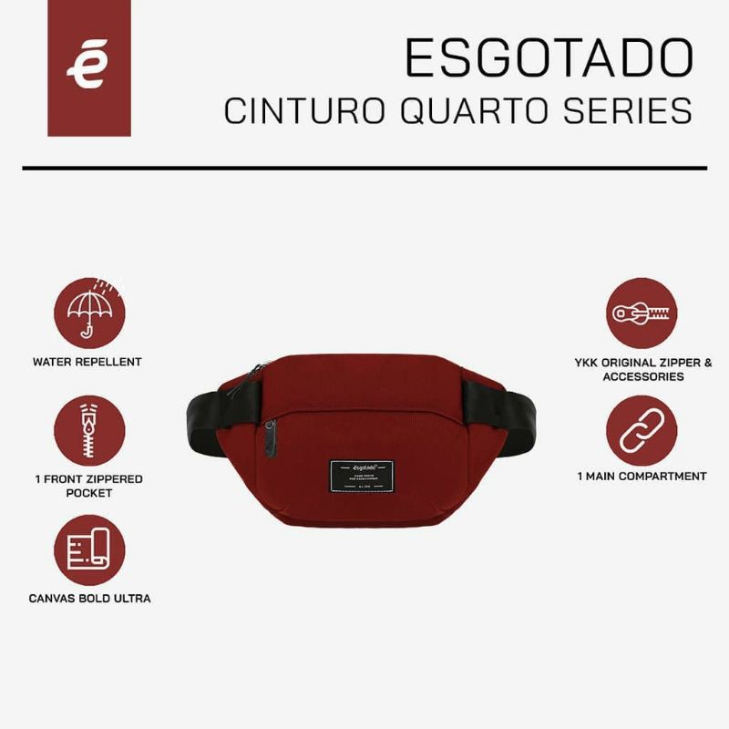 Tas Waistbag Esgotado Cinturo Quarto Maroon Original Murah