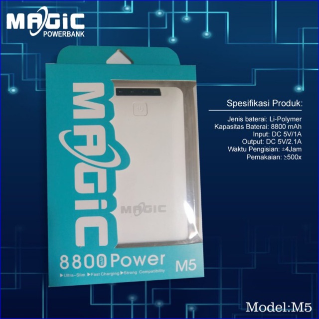 POWER BANK MAGIC 8800 MAH DENGAN MODEL M5