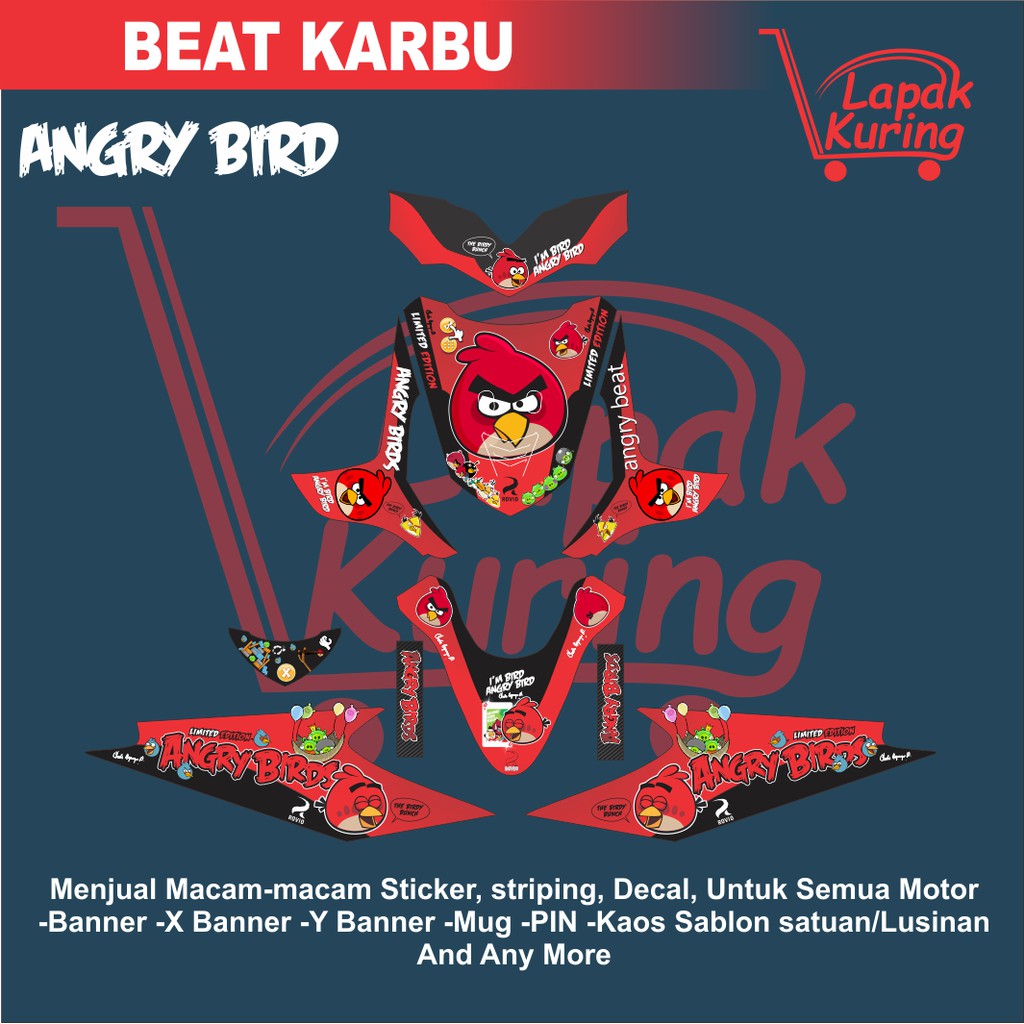 DECAL STICKER HONDA BEAT KARBU ANGRY BIRD MERAH
