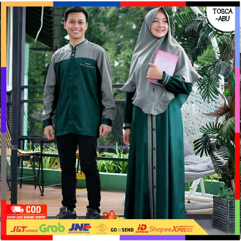Baju Kaos Pakaian Set Gamis Couple Copel Capel Cople Kapel Kopel Pasangan Keluarga Muslim Murah Goc