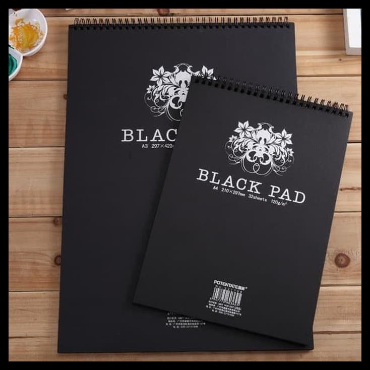 

TERBARUU!! A5 POTENTATE BLACK PAD WIRE BOOK BUKU GAMBAR LUKIS KERTAS HITAM COD
