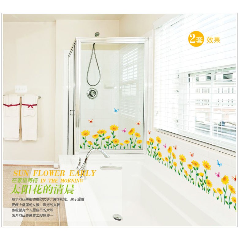 RELIZA WALL STICKER RUMPUT BUNGA GRASS YELLOW SUN FLOWER STIKER DINDING AY7249