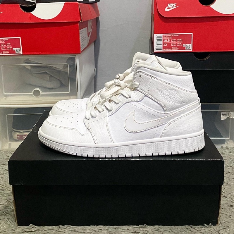 Nike Air Jordan 1 Mid Triple White *100% Original