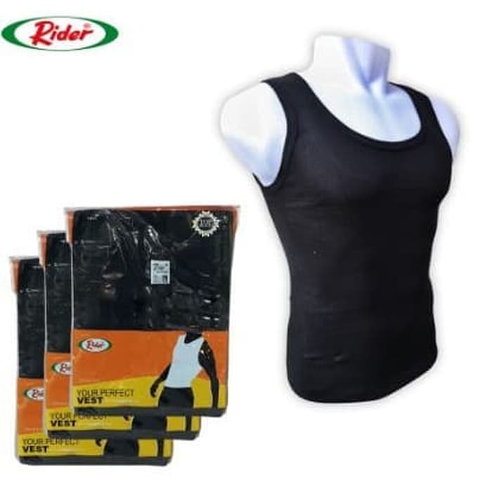 ISI 1 PCS KAOS SINGLET PRIA RIDER R 224 HITAM  S-M-L-X | KAOS SINGLET DALAM RIDER ORIGINAL 100% ASLI
