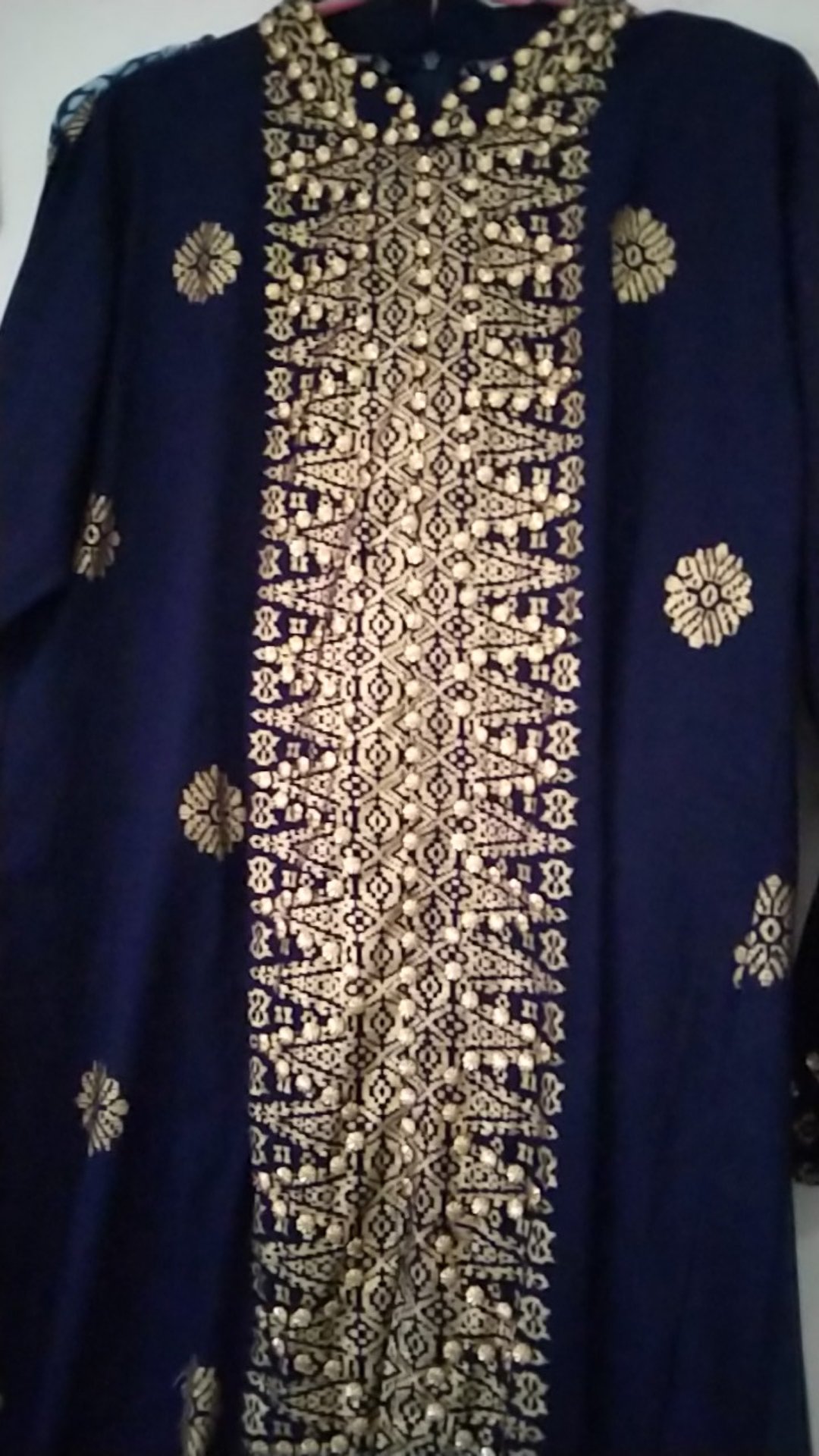 Set Couple Batik Songket Palembang Navy Gold