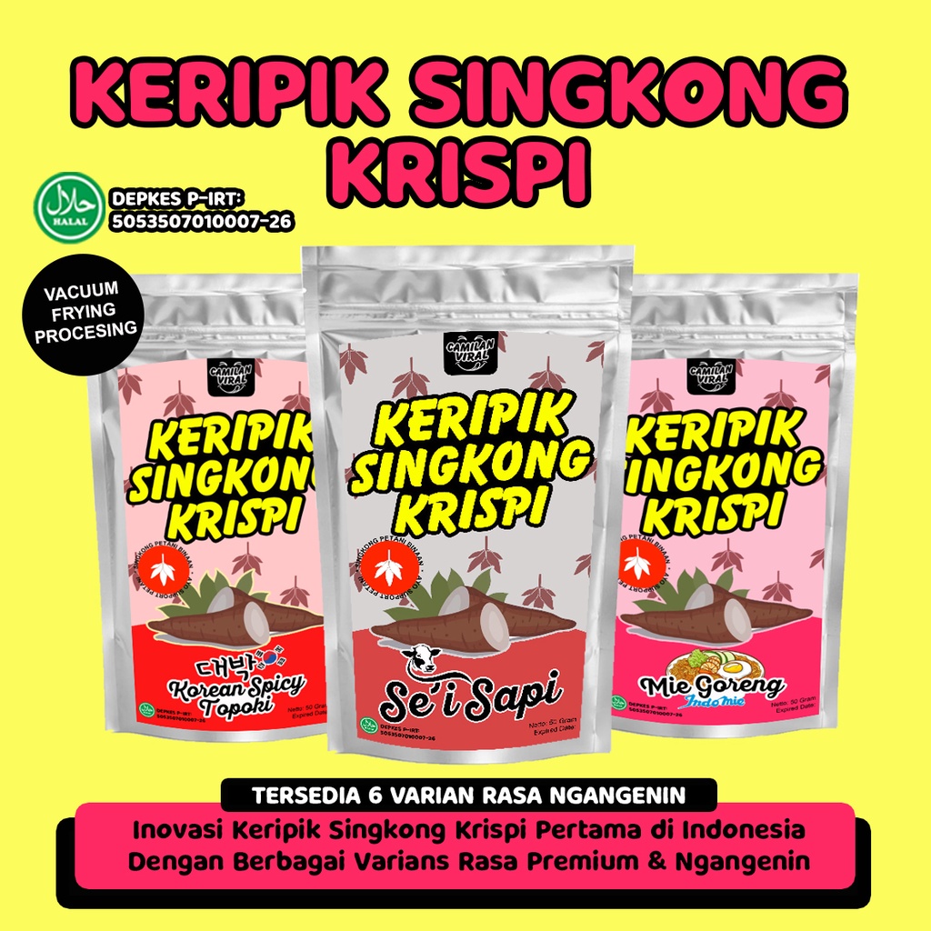 

☑️ (HALAL - IZIN DINKES PIRT) KERIPIK SINGKONG KRISPI - KERIPIK SINGKONG - KRIPIK SINGKONG - CEMILAN - PAKET USAHA - CEMILAN VIRAL BY CAMILAN VIRAL