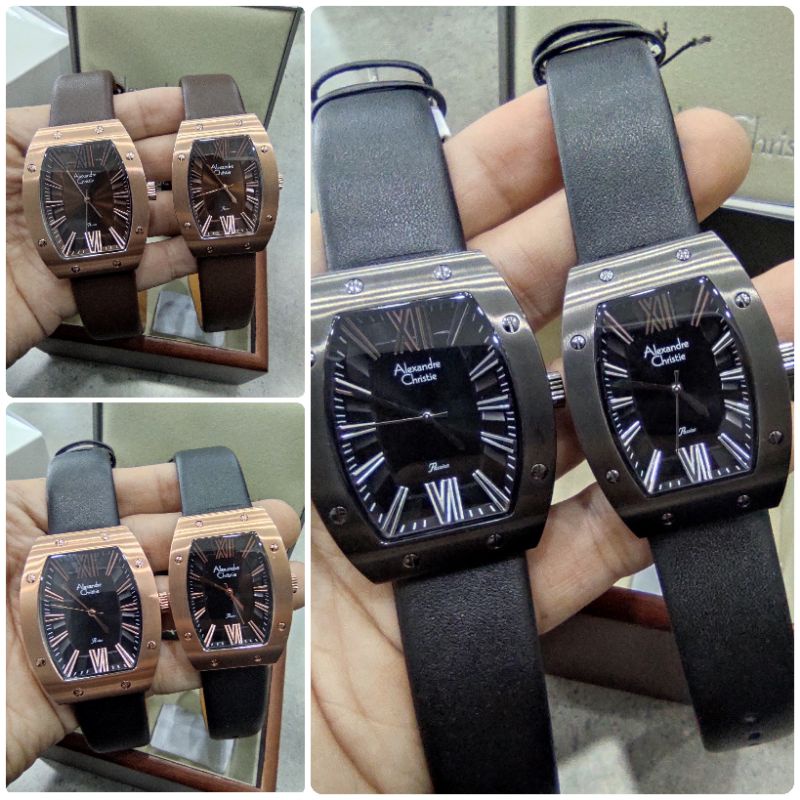 JAM TANGAN COUPLE ALEXANDRE CHRISTIE WANITA 8650 NEW AC8650 PRIA TALI KULIT GARANSI RESMI ORIGINAL