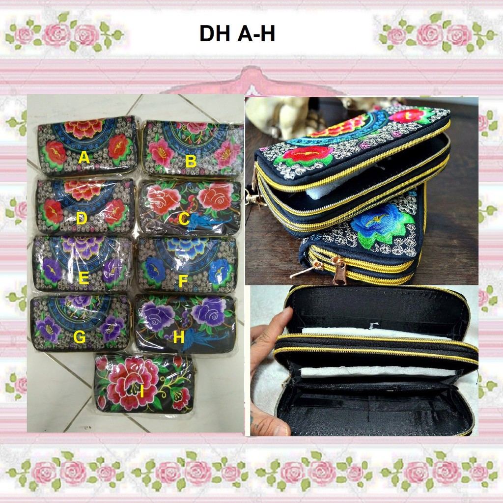 Dompet Wanita Murah Motif Bordir Bunga Import Bangkok Thailand
