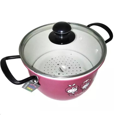 Maspion Panci Hello Kitty 18 DH Steamer - Pink