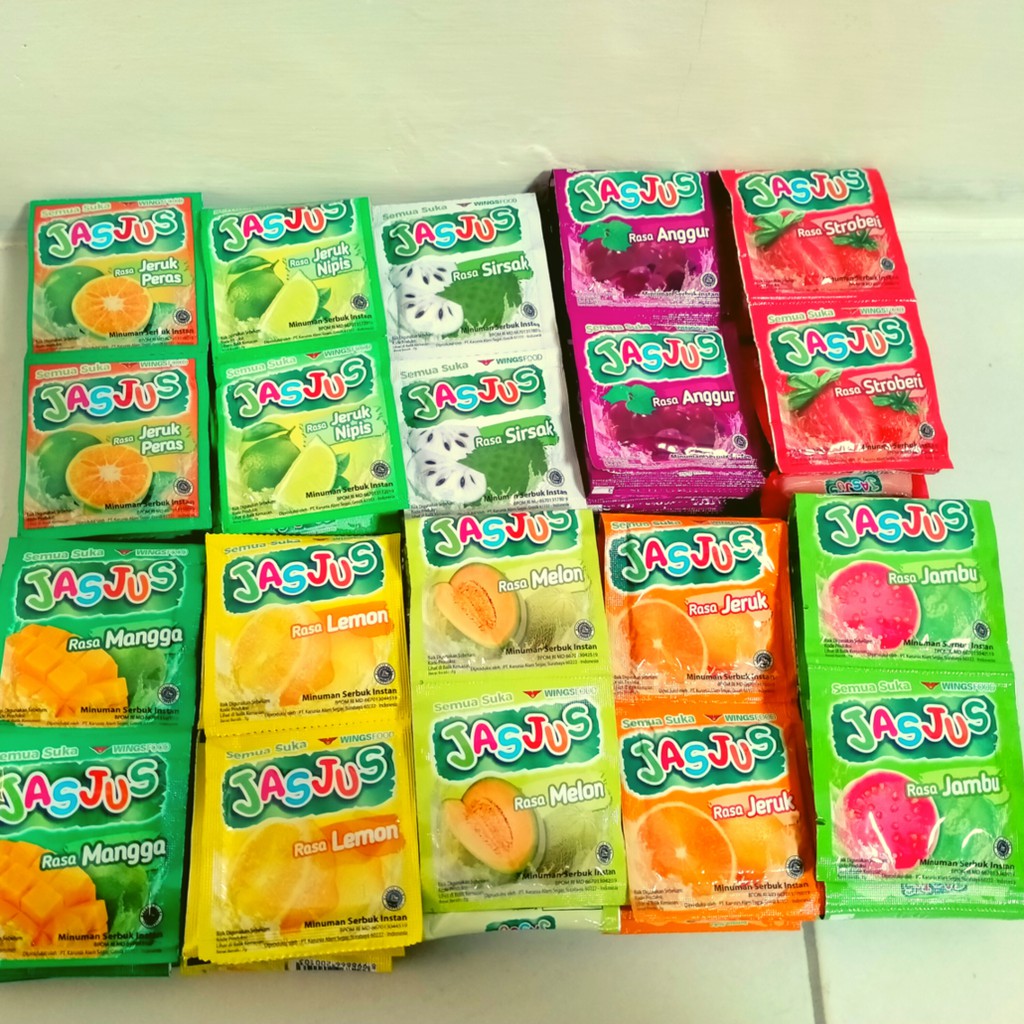 

JASJUS 80g (10x8g) RASA MANGGA, LEMON, MELON, JERUK, JAMBU, JERUK PERAS, JERUK NIPIS, SIRSAK, DLL