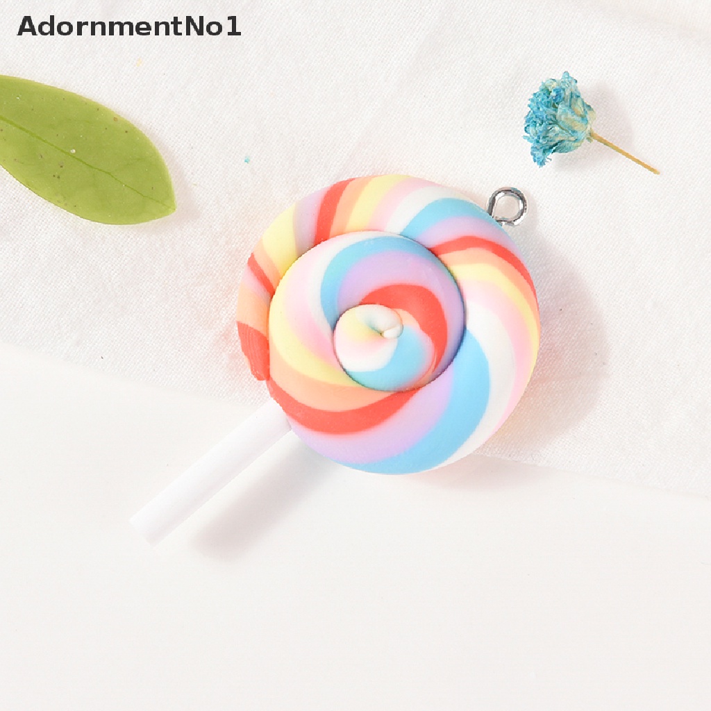 (AdornmentNo1) 10pcs Liontin Bentuk Lollipop Bahan Resin Untuk Dekorasi Anting / Kalung DIY