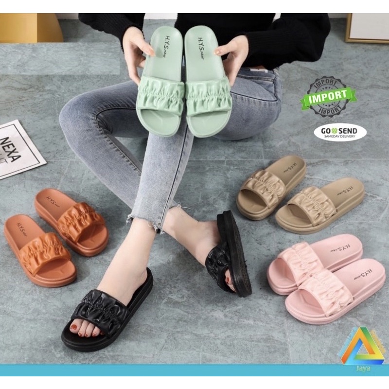 sandal kerut wedges wanita murah import hys