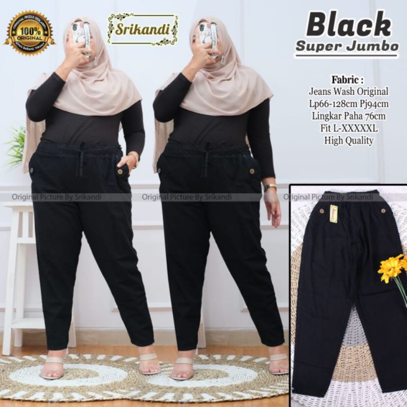 black super jumbo celana jumbo jeans by srikandi