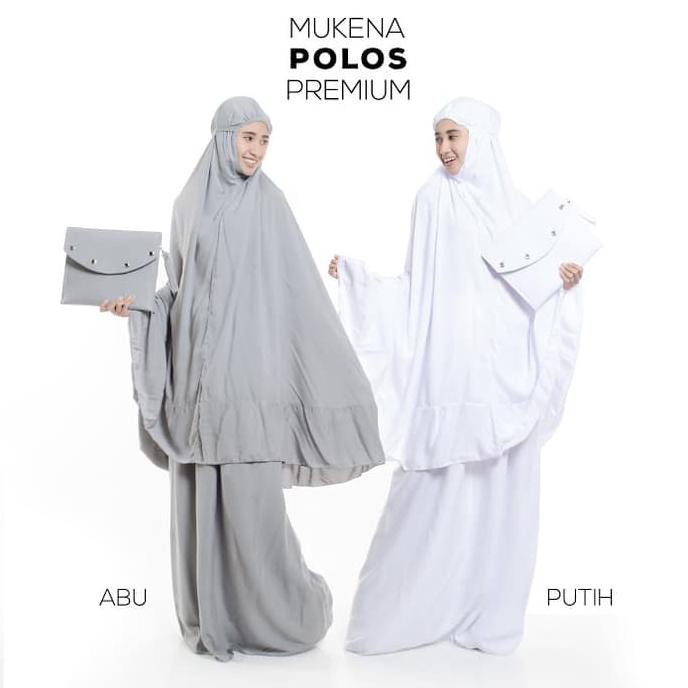 MUKENA BALI POLOS PREMIUM ( ABU +PUTIH )