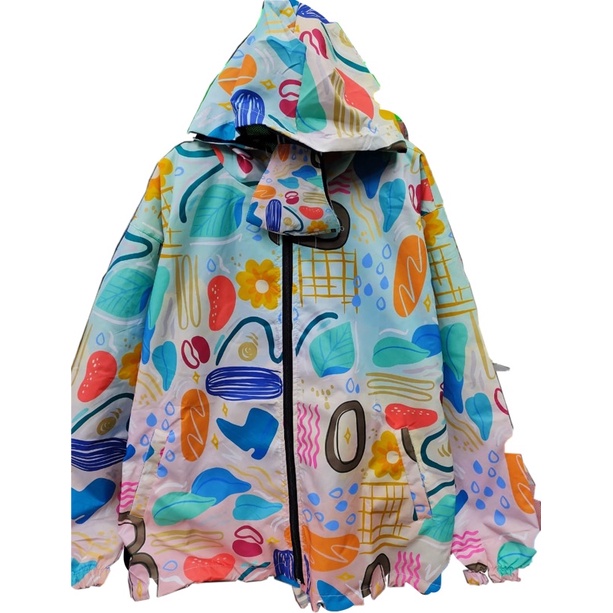 JAKET PARASUT PRINTING WANITA ANTI AIR WATERPROOF free masker OLAHRAGA SEPEDA-Lollypop doodle
