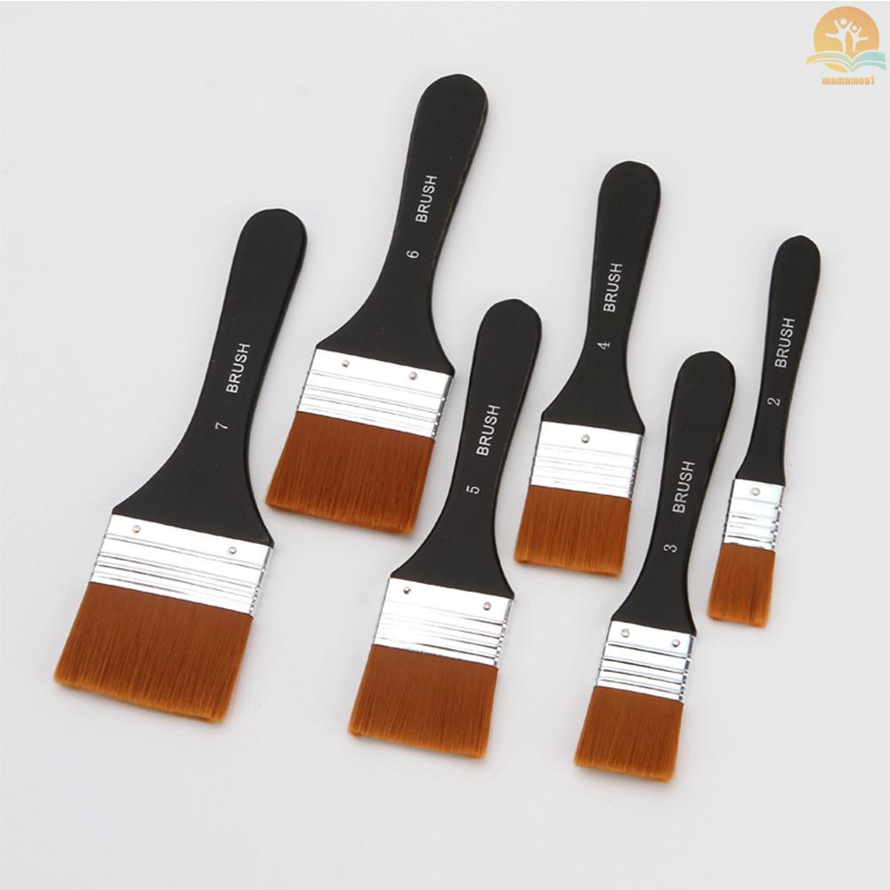 1pc Professional Flat Paint Brush Nylon Trim Art Paintbrush Wooden Handle for Gesso Stains Glues Varnishes Paint Acrylic Oil Gouache Watercolor Wall Painting Furniture Household Clean