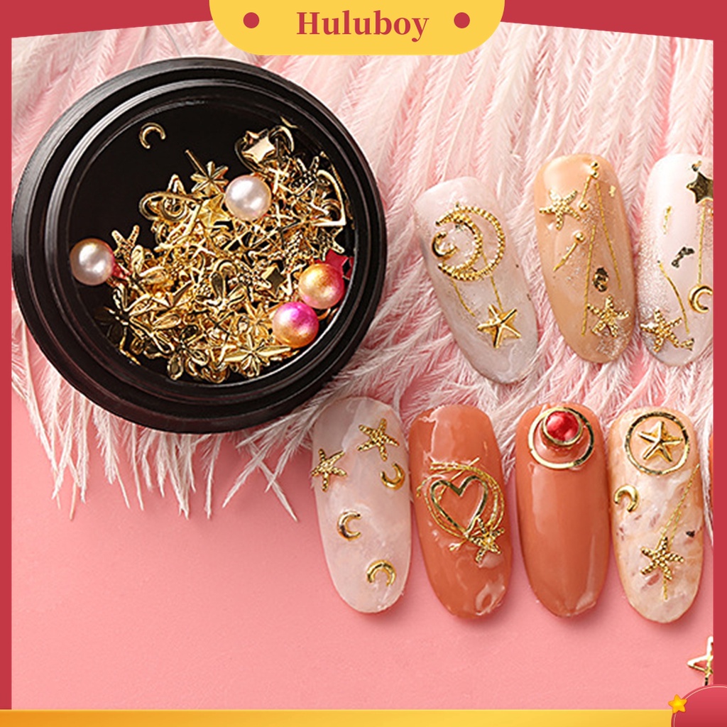 Huluboy Huluboy♡ Ornamen Stiker Kuku Manik-Manik Bubble Warna-Warni Bahan Metal Untuk Wanita