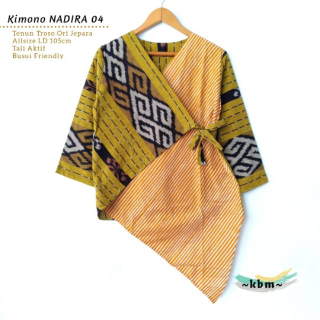 Kimono tenun troso mix lurik dan kimono nadira tenun.