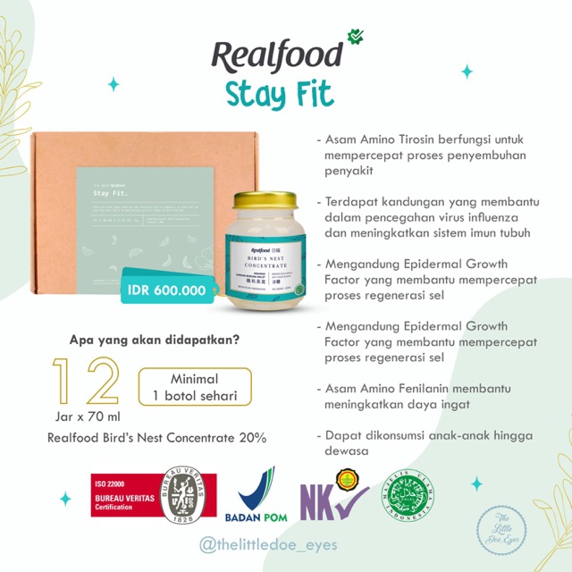 Realfood Stay Fit Minuman Sarang Burung Walet 20%