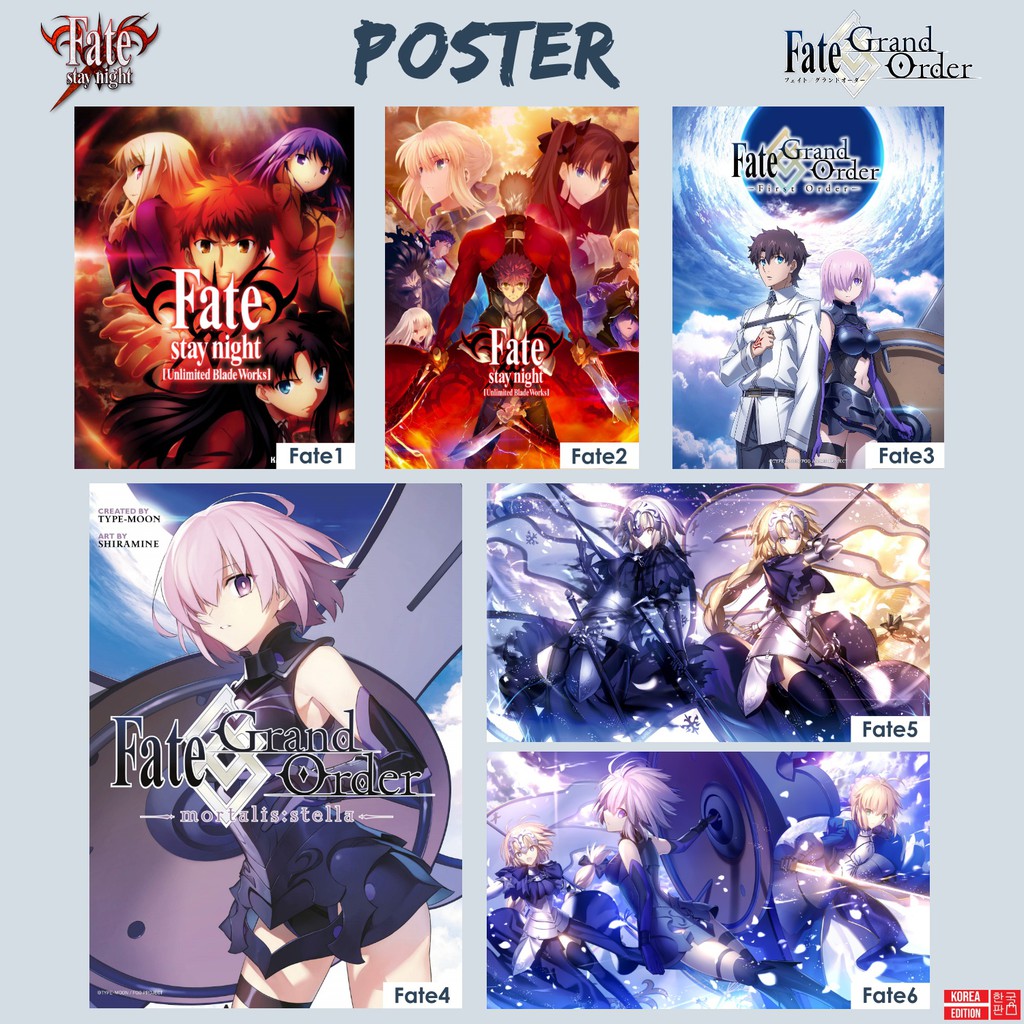 Poster Fate Stay Night Fate Grand Order Jeanne d'Arc Saber Alter Mash Kyrielight Rin Tohsaka Anime