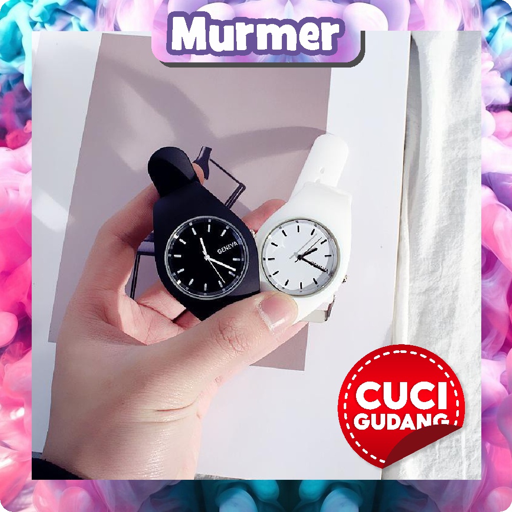 MurmerOfficial JT014 Jam Tangan Geneva Quartz Strap Jelly Rubber Karet Fashion Wanita Pria Import