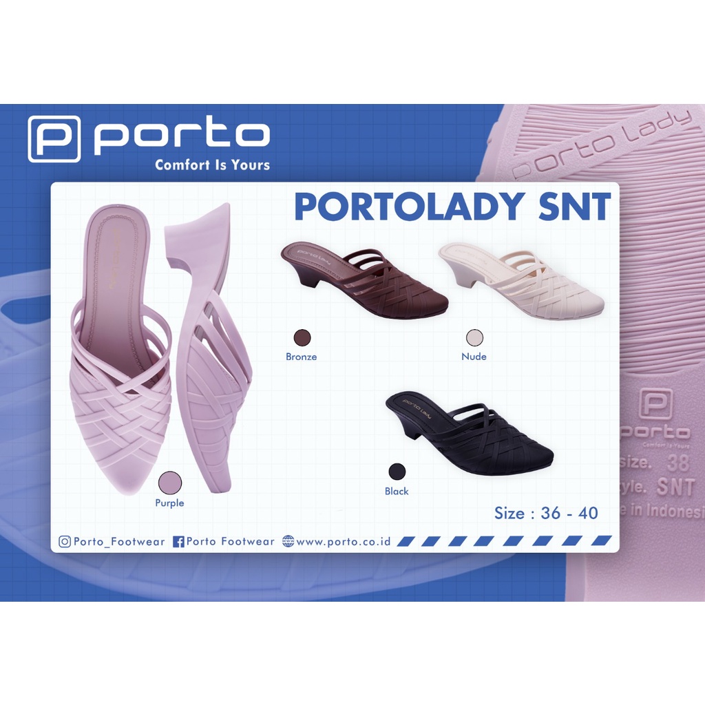 Sepatu Slop Hak Wanita Motif Silang Cantik Porto SNT 36-40