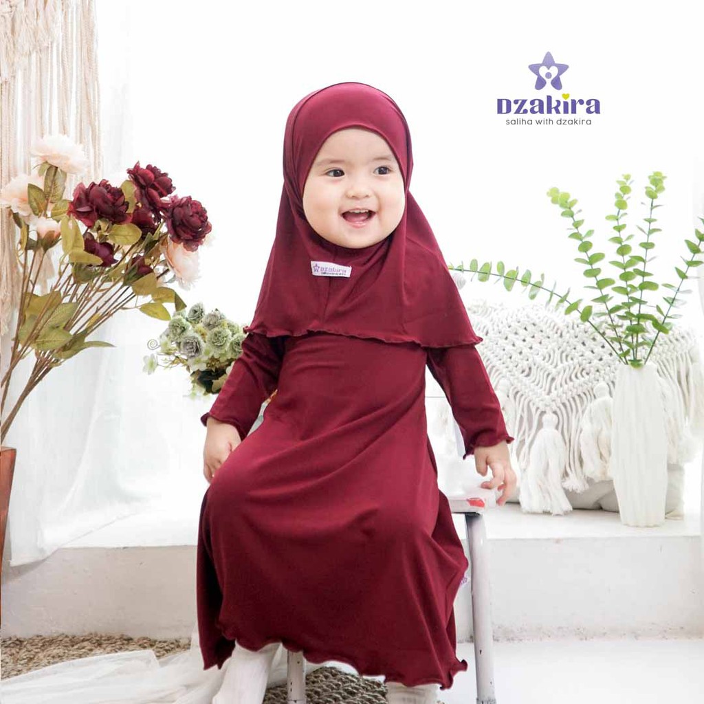 GAMIS ANAK BAYI KIA DAILY by DZAKIRA PEREMPUAN BAHAN JERSEY PREMIUM MAROON