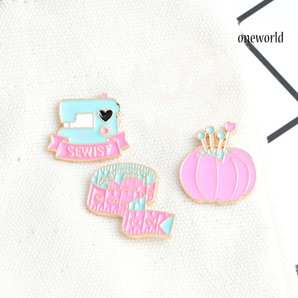 OW@ Cute Unisex Sewing Machine Tape Measure Pumpkin Brooch Pin Jacket Badge Decor