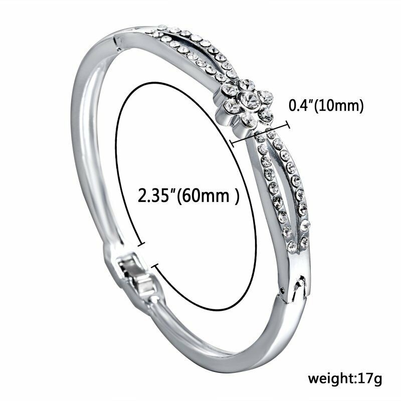 Gelang Bangle Cuff Kristal Berlian Imitasi Warna Emassilver Untuk Wanita