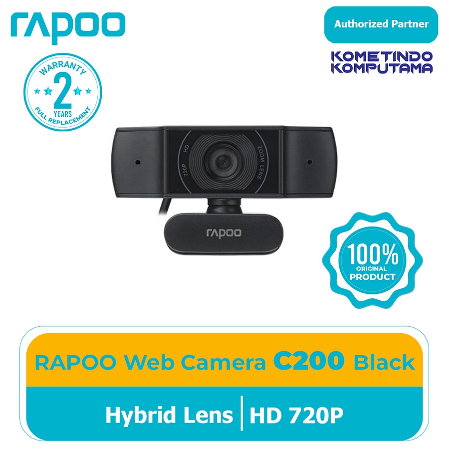 RAPOO Webcam 720P C200 Black Color Web Camera