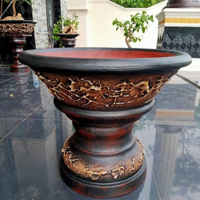 Jual Pot Bunga Relief 45cm Pot & Pilar (1 set )