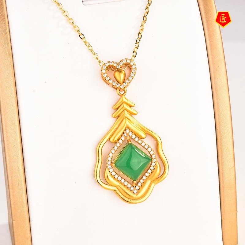 [Ready Stock]Square Hetian White Jade Love Pendant Elegant and Exquisite