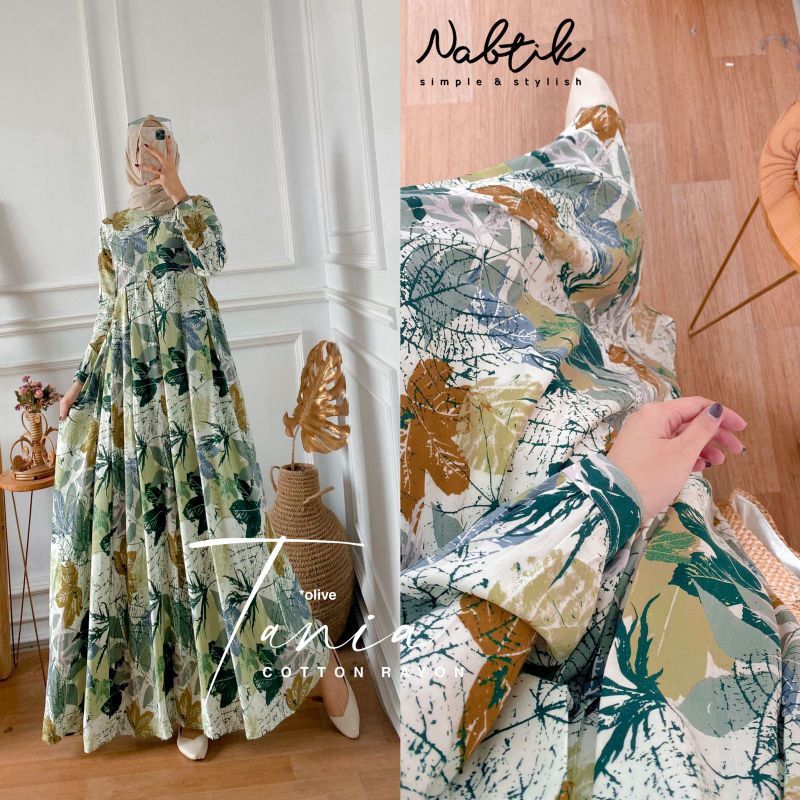 RESTOK  Gamis muslimah Tania terbaru original nabtik caton rayon