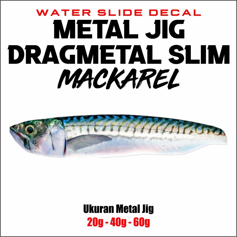 Dragmetal Slim Mackarel Water Slide Decal Metal Jig 20g 40g 60g