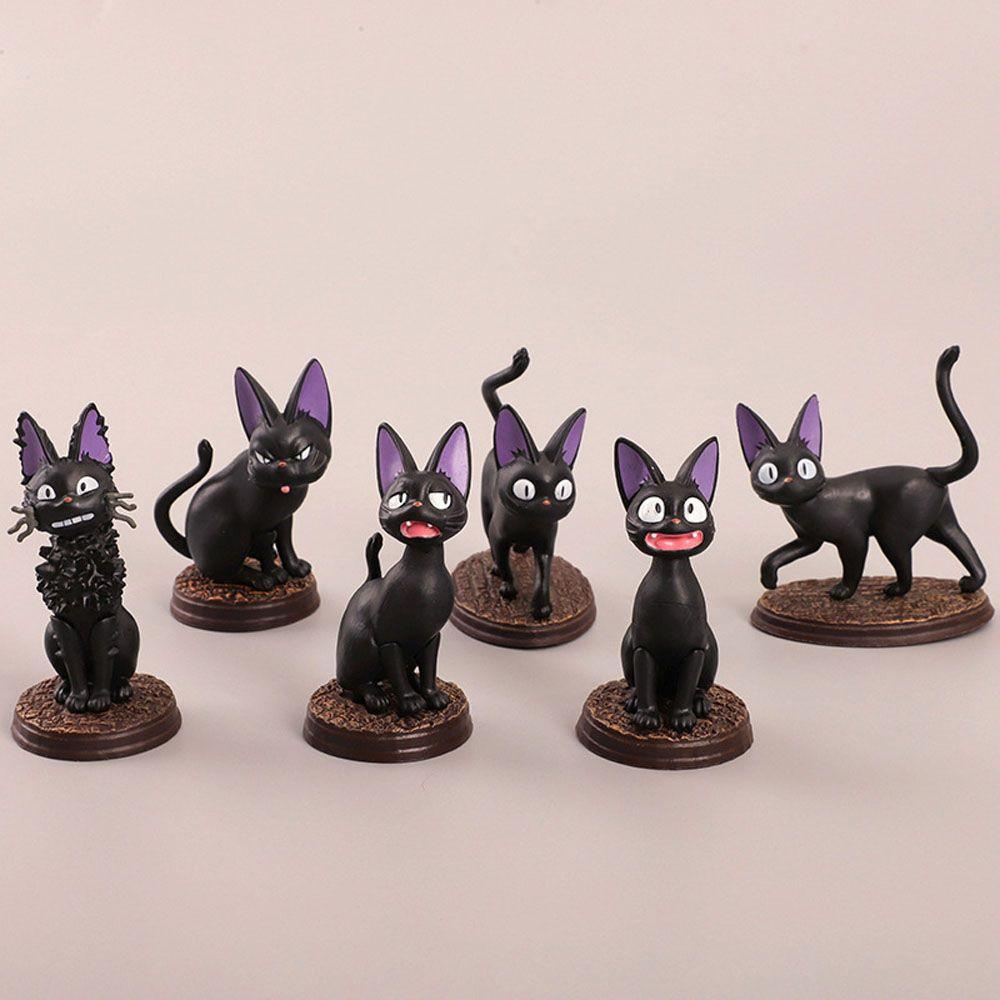 Agustina Black Cat Action Figure Hadiah 6pcs/set PVC Anime Mainan Lucu Dekorasi Rumah Patung Kecil Figure Ornamen