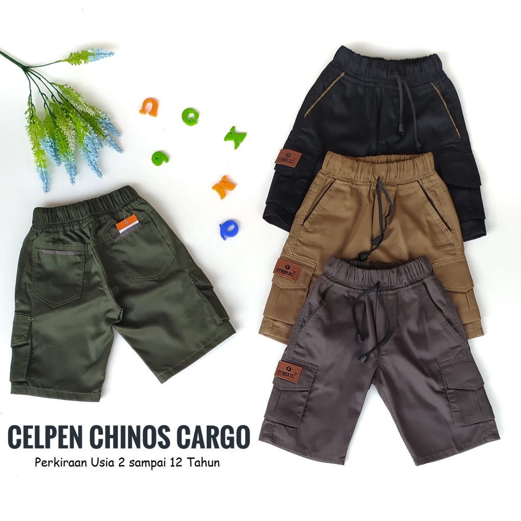 GymbKids 2-12Tahun Celana Pendek Short Pants Chino Chinos Cargo Katun Anak Laki Cowok