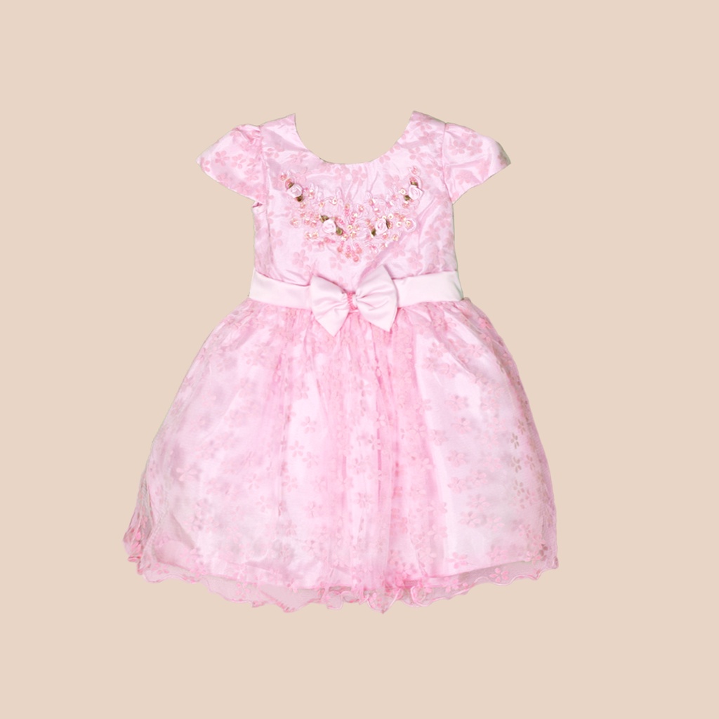 Megan Dress Anak Brokat Bunga Lace Tutu Pita Premium 1672 STL OFFICIAL