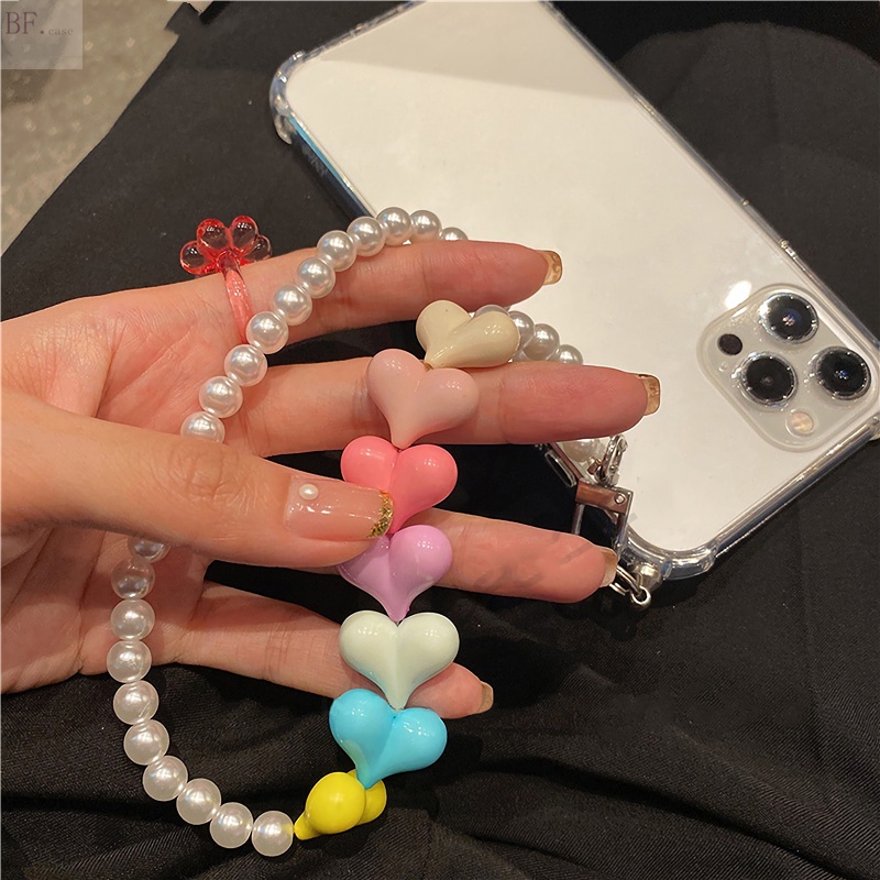 Casing Soft Case TPU Transparan + Strap Mutiara Untuk Samsung S20FE / S20 / S10 / S8 / S9 + / Note8 / Note9 / Note10 / S21 / S22 Ultra