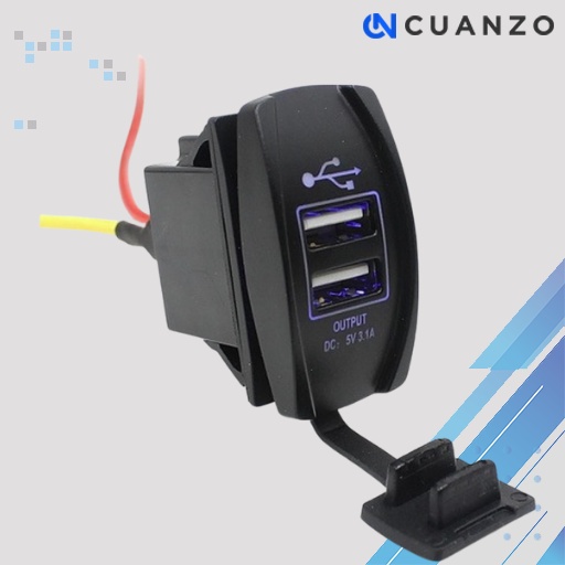 USB Charger Motor 2 Port DC 12-24V /  USB Charger Kepala Cas Casan Carge Charge Carger Hp Handphone Motor Beat Nmax Deluxe Scoopy Honda Aerox Lexi Yamaha Vario Fast Charging Waterproof Anti Air Digital Dual Usb / Adaptor Adapter Motor Murah Original