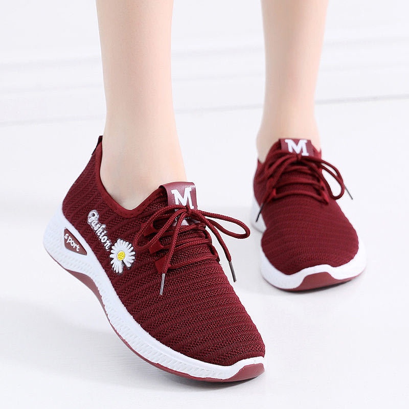 Sepatu Sneakers Wanita Korea Casual Sport Shoes Original IMPOR - 103-Maroon