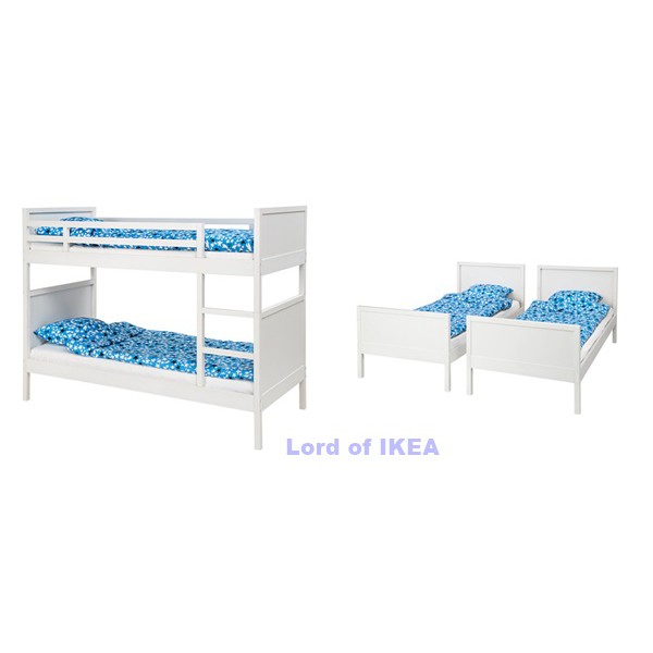 NORDDAL Rangka tempat tidur tingkat, 2 tingkat, 90x200 cm, kayu/putih