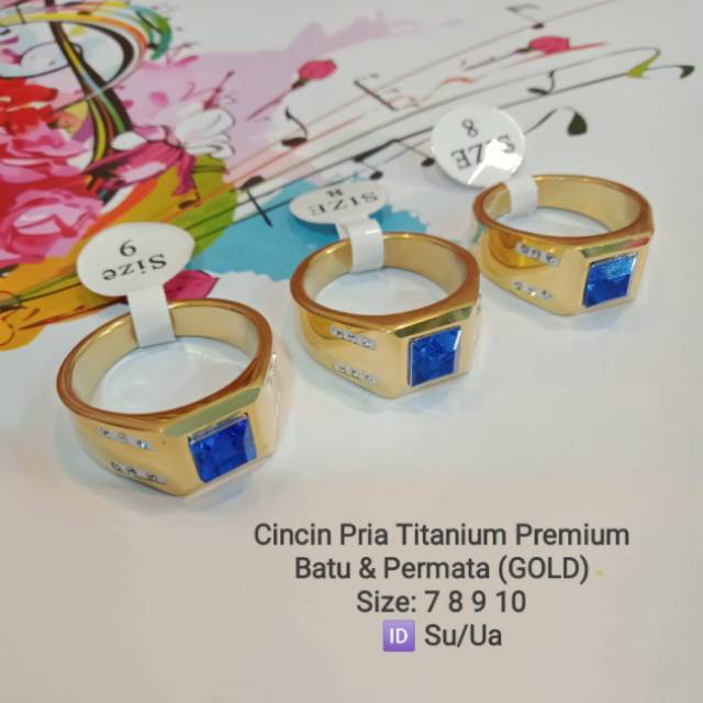 Cincin titanium pria mata biru