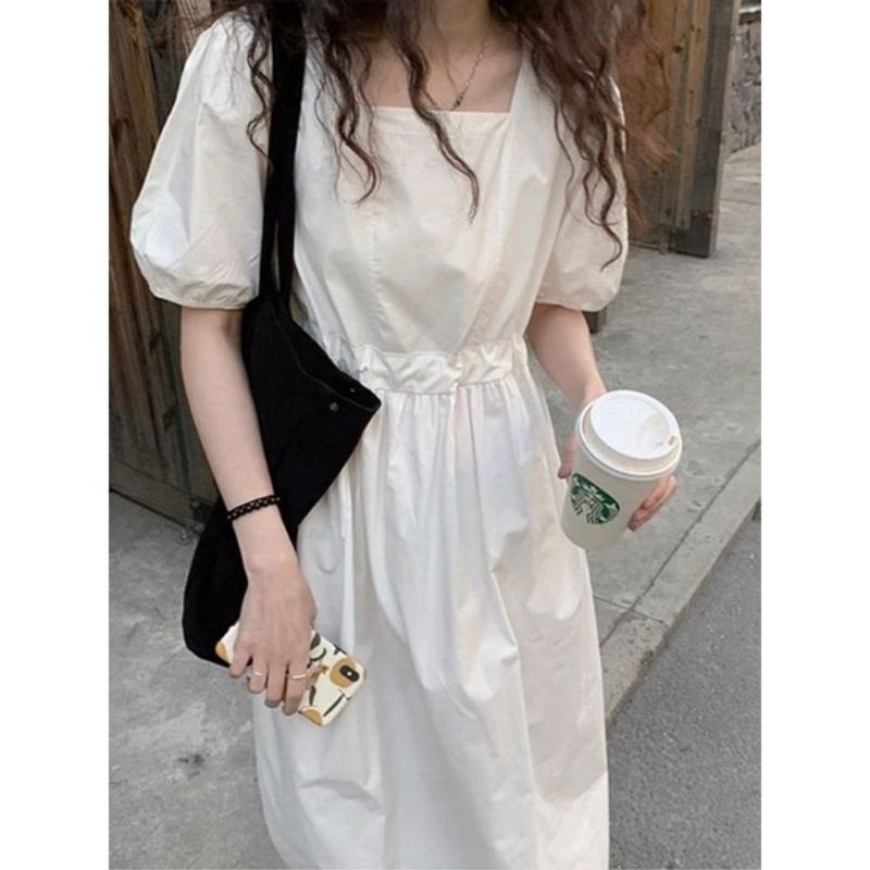 dress korean import /dres midi mini korea vintage bangkok impor dres korea dress putih korean import